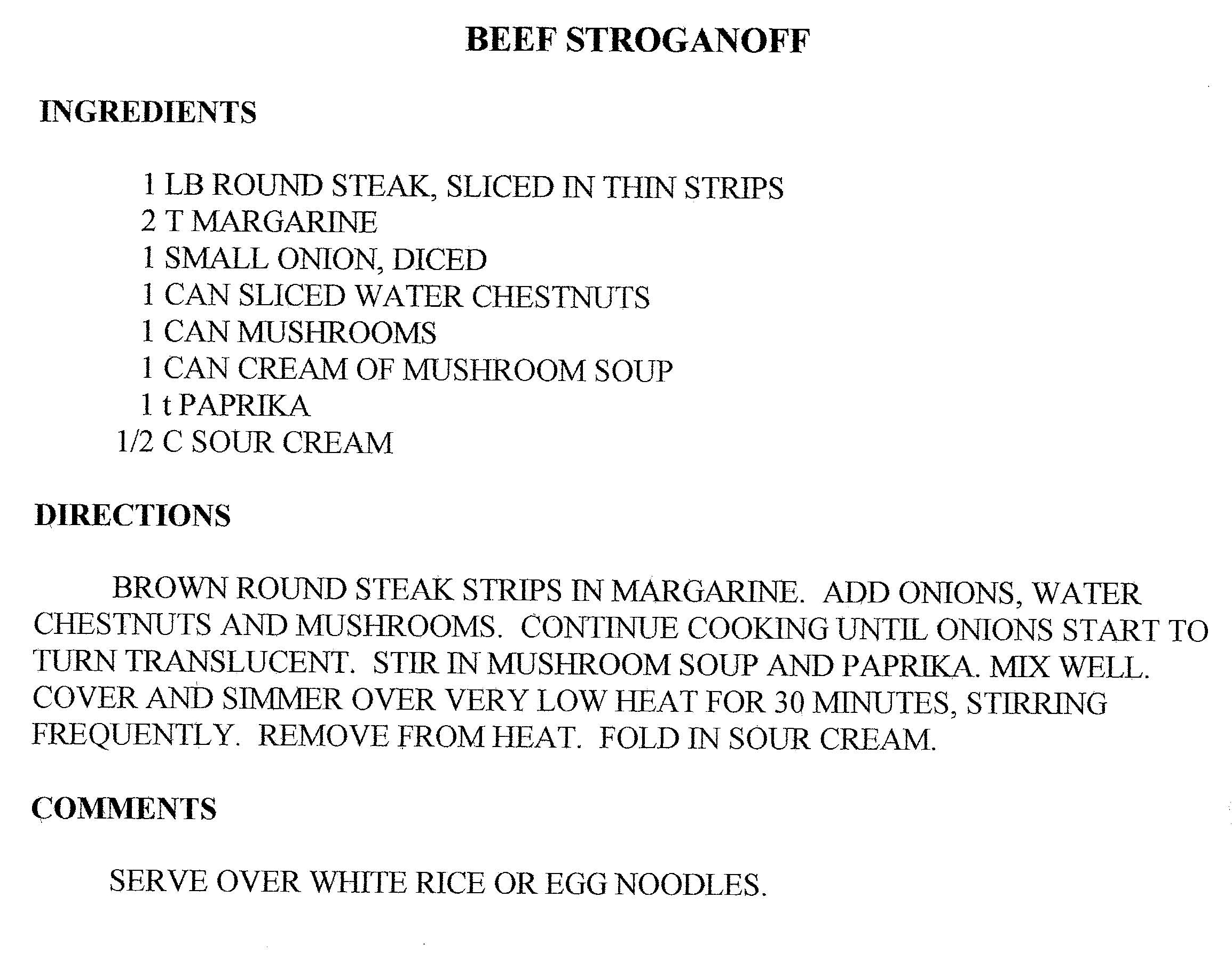 Beef Stroganoff Recipe