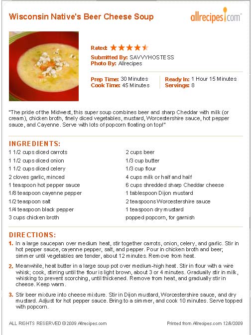 Beer Cheese Soup Recipe