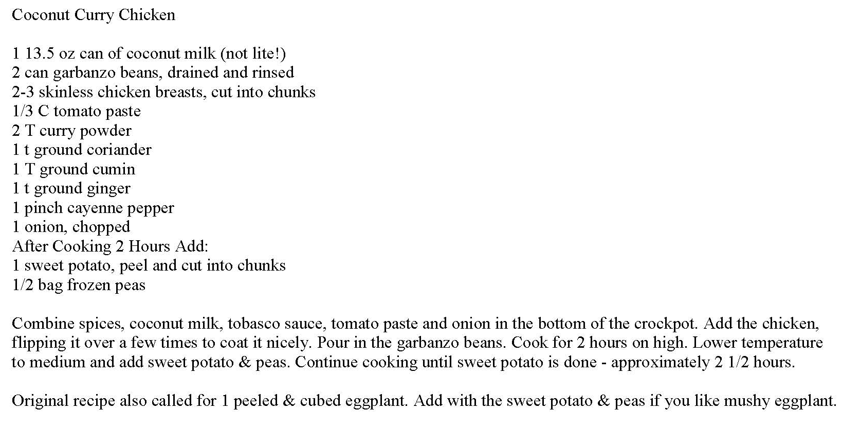 Coconut Curry Chicken Recipe