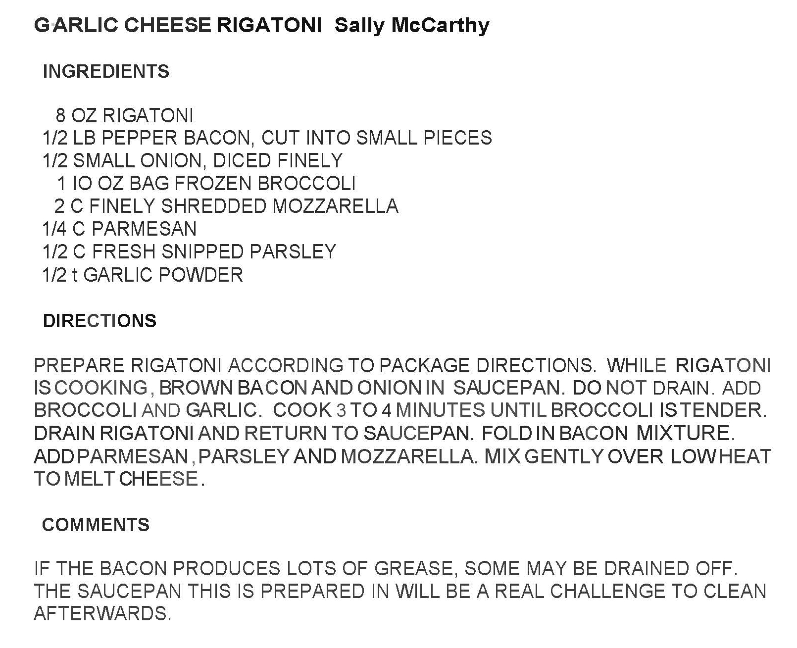 Garlic Cheese Rigatoni Recipe