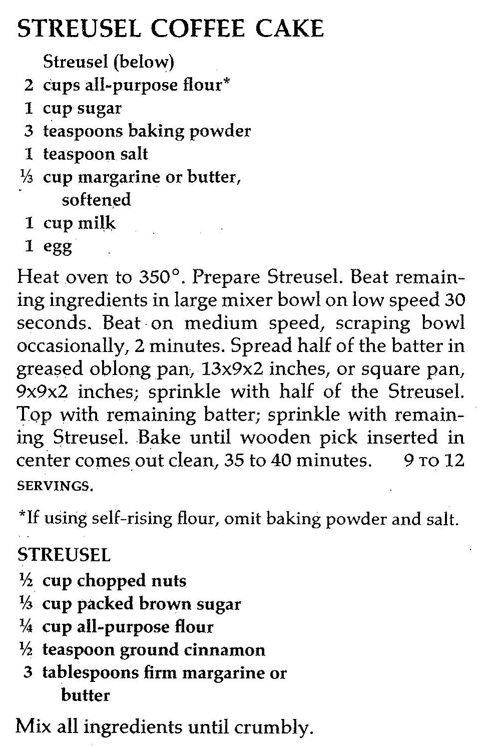 Streusel Coffee Cake Recipe